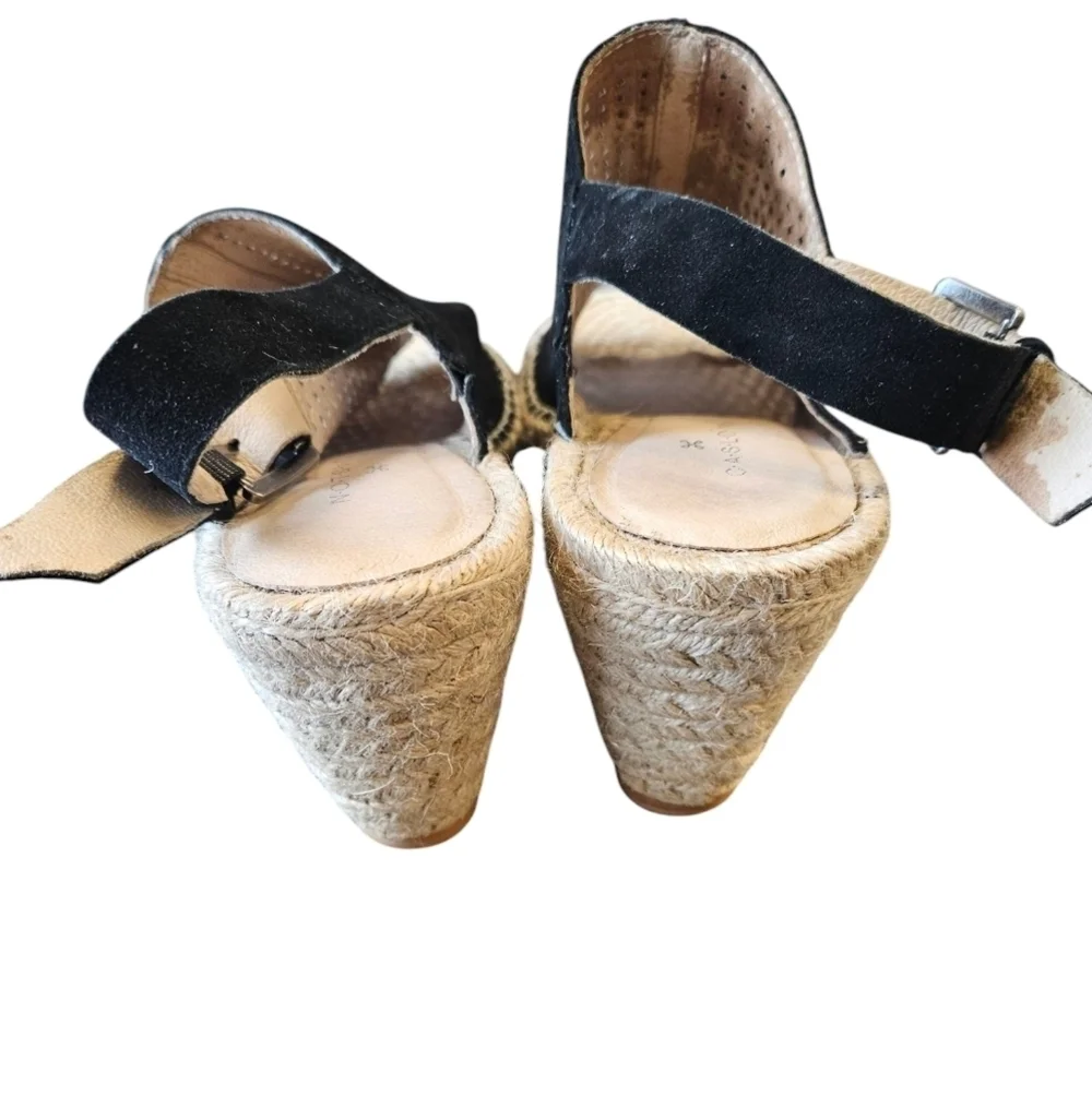 Caslon Black Leather Wedge Sandals Womens